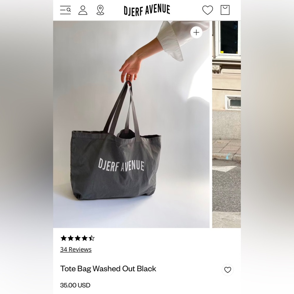 Djerf Avenue Signature Tote Washed Black